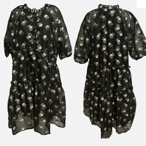 Maeve Anthropologie Like New! V-Neck Floral Tiered Tunic Mini Dress - L - Picture 11 of 12